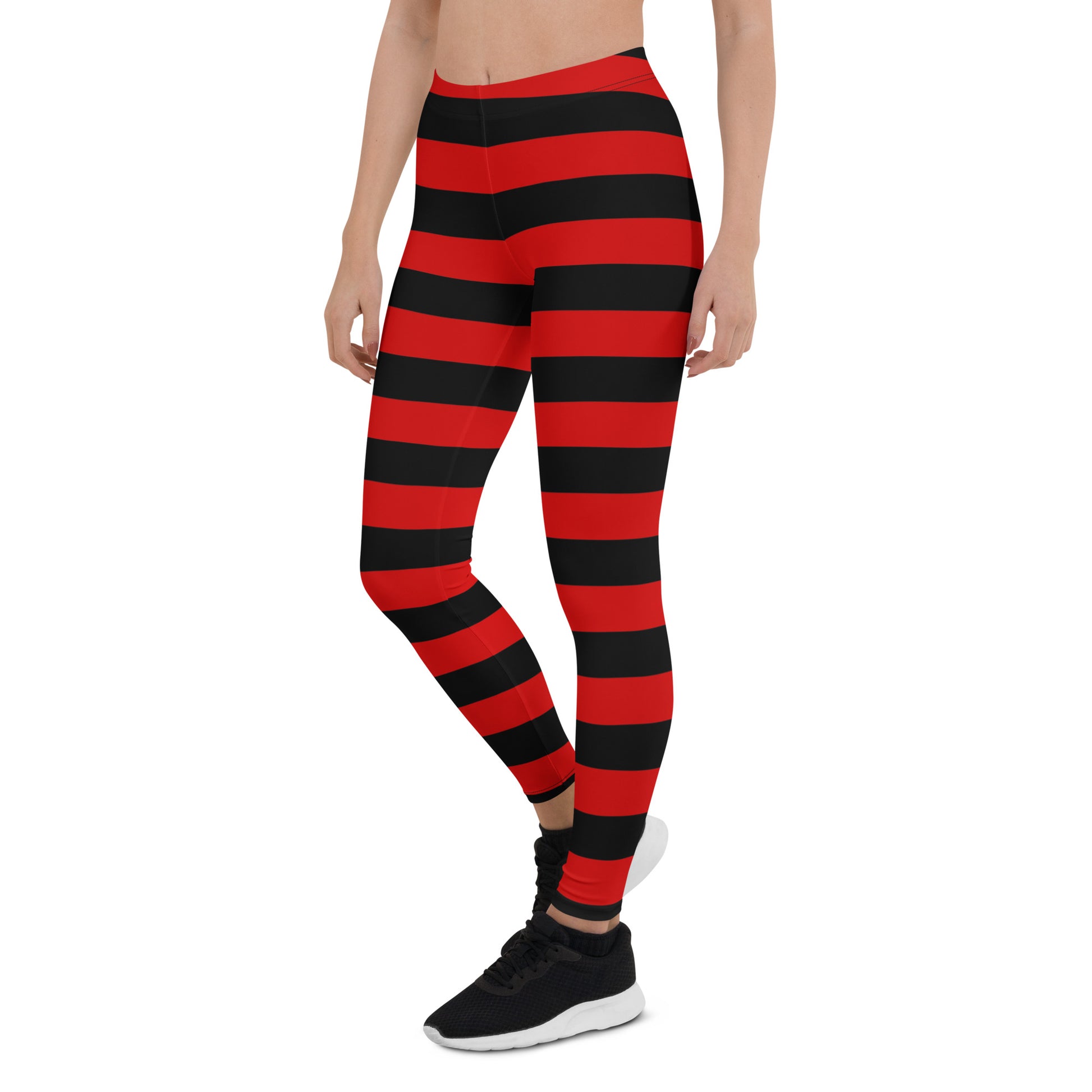 Red and Black Striped Leggings Women, Halloween Witch Goth Printed Yog –  Starcove Fashion