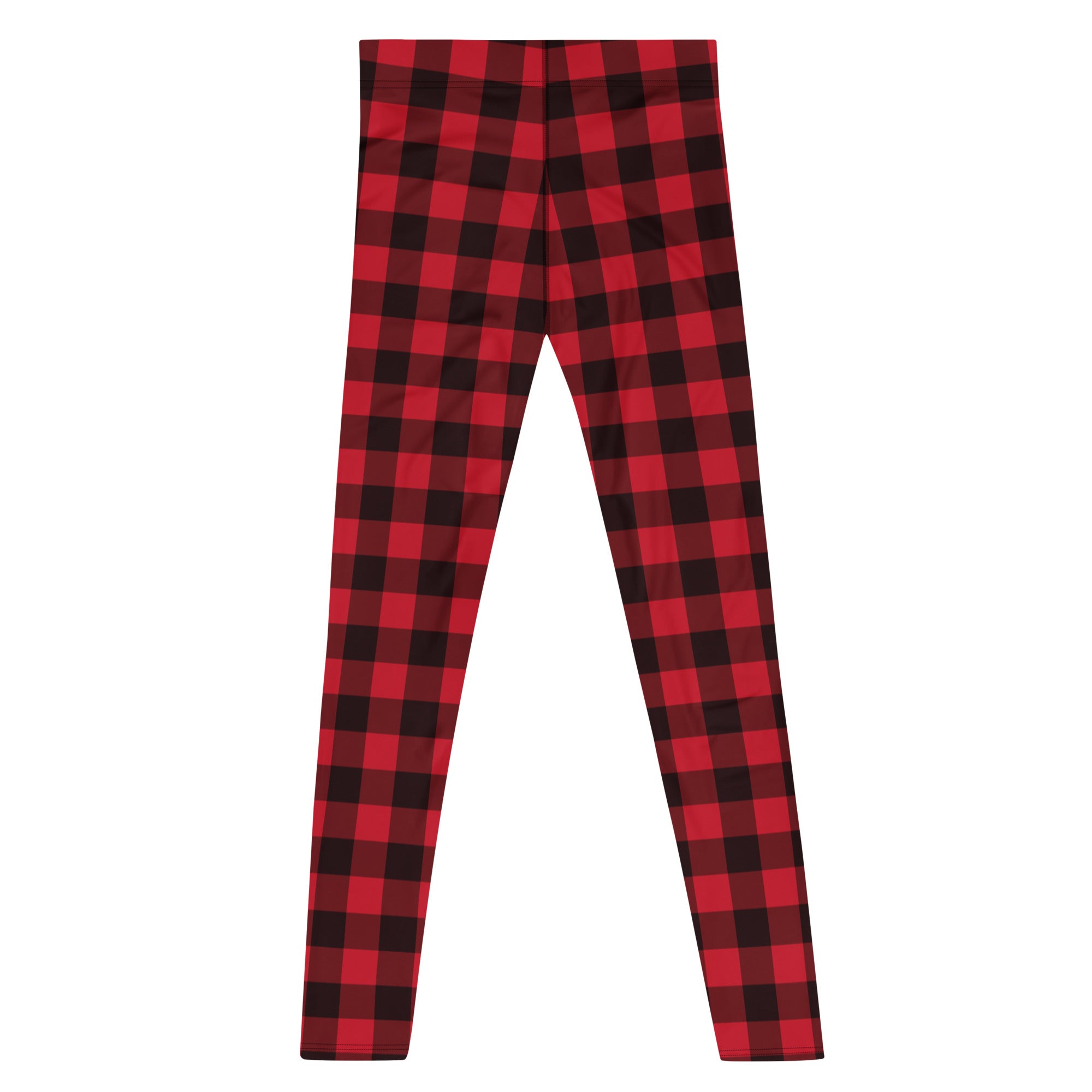 Red Green Plaid Men's Leggings | Plaid Print Xmas Leggings | Mens Christmas Leggings | Meggings Festive Holiday Party Pants | hot Running Tights