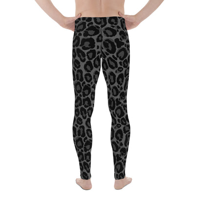 Black Leopard Men Leggings, Animal Print Panther Cheetah Jaguar Grey Guys  Male Running Tights Sports Workout Festival Yoga Pants