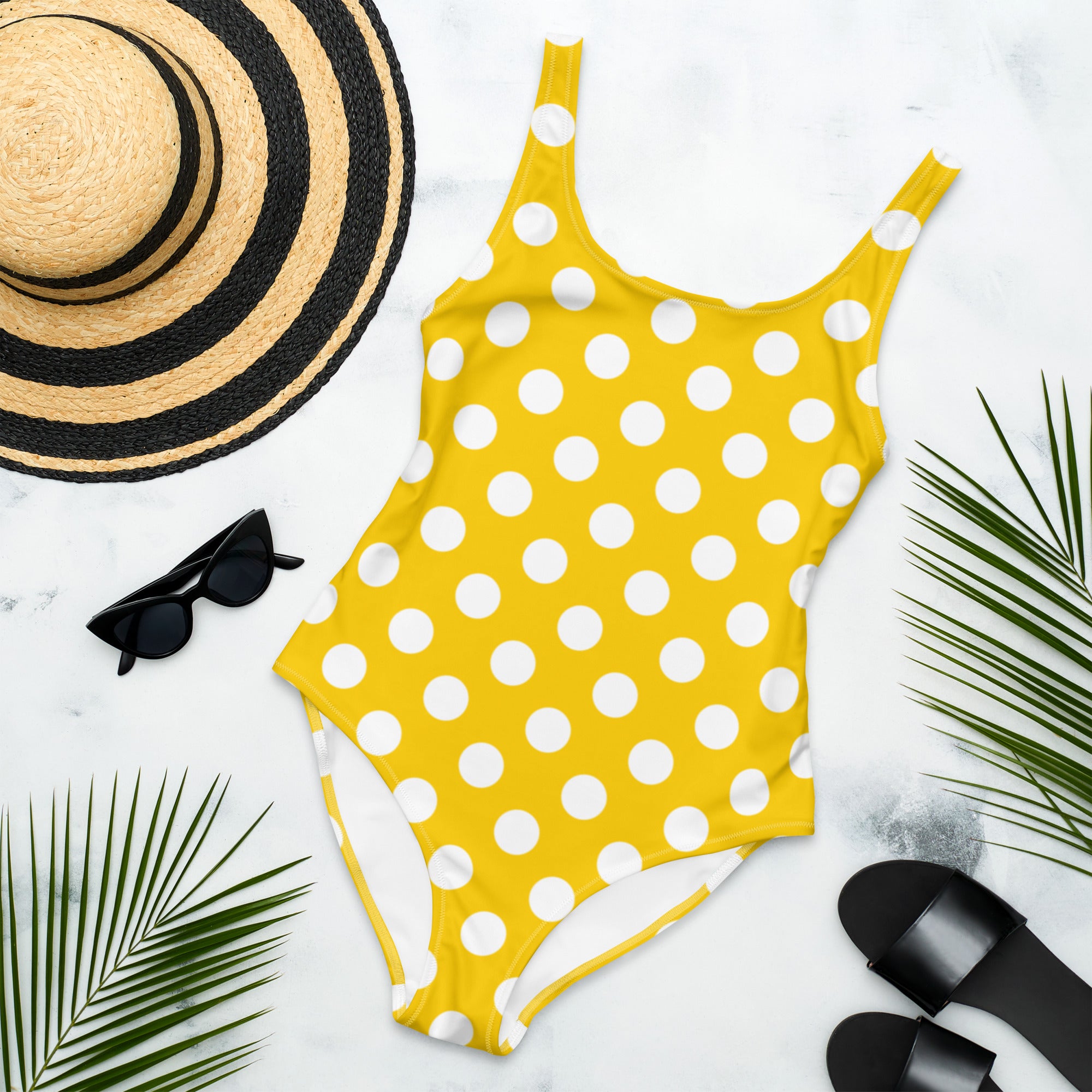 Yellow polka dot bathing hot sale suit