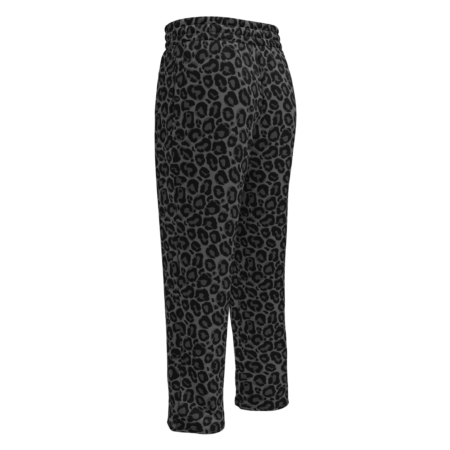 Black Leopard Wide Leg Joggers Pants, Grey Animal Print Leopard Sweatpants Pockets Men Women Straight Leg Sweats Ladies Jogging Athletic