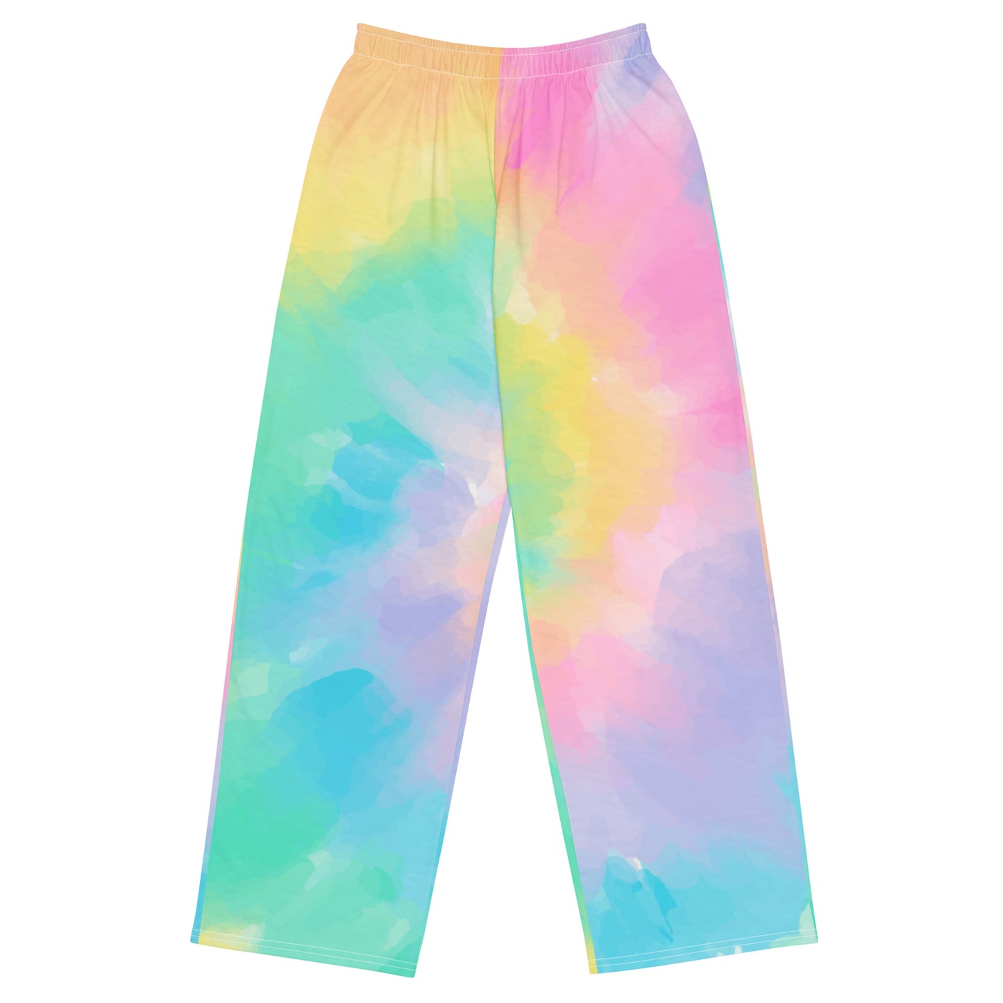 Pastel Tie Dye Wide Leg Pants Pockets, Hippie Women Men Yoga Trousers Ladies Boho Comfy Drawstring Lounge Flowy Festival Work Plus Size