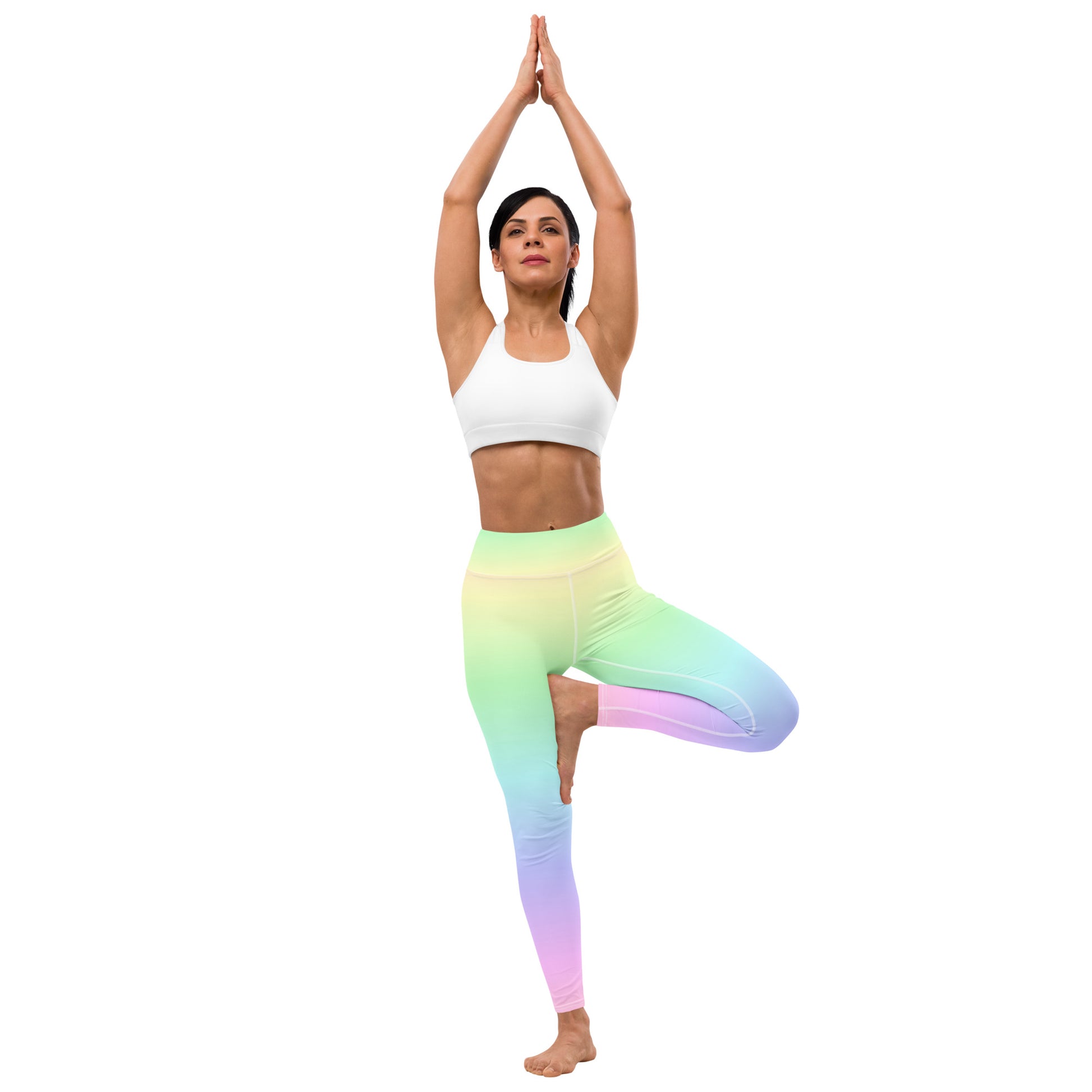 Pink and White Ombre Yoga Leggings Women, Gradient Tie Dye High Waiste –  Starcove Fashion