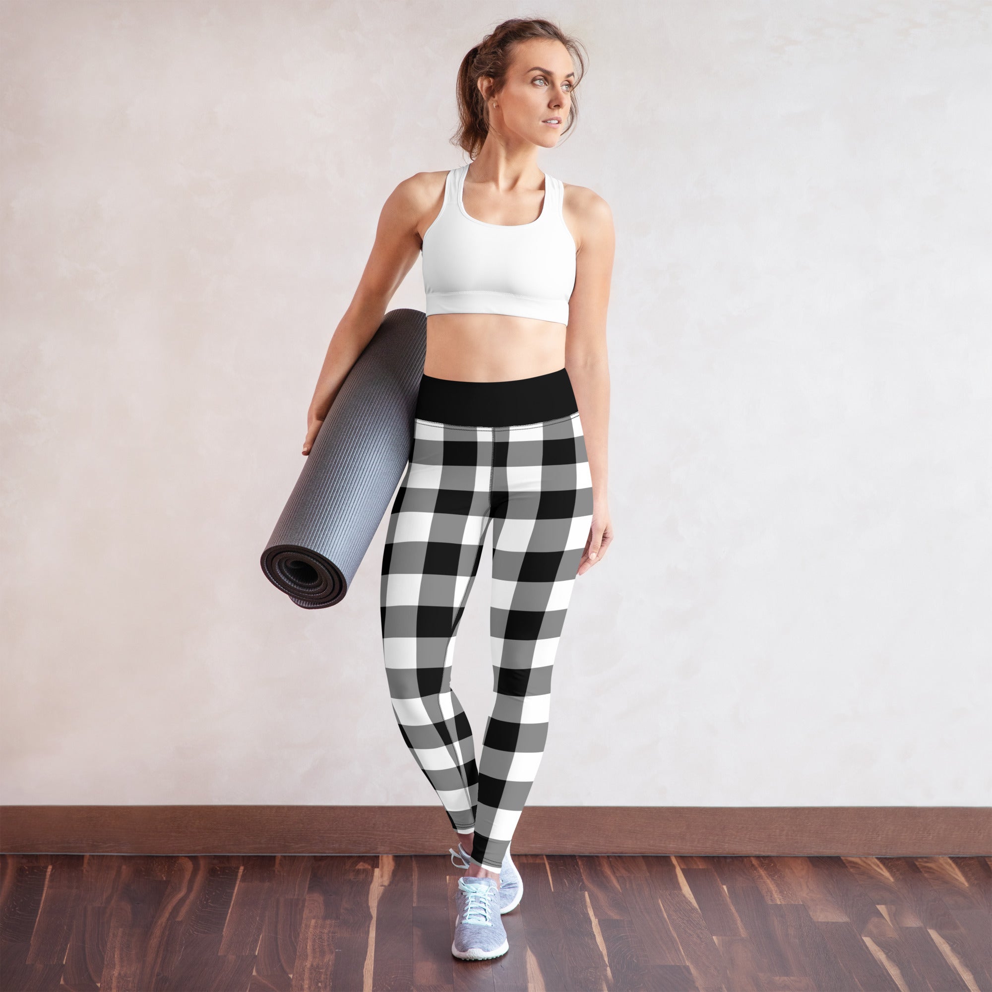 Black and white buffalo plaid leggings best sale