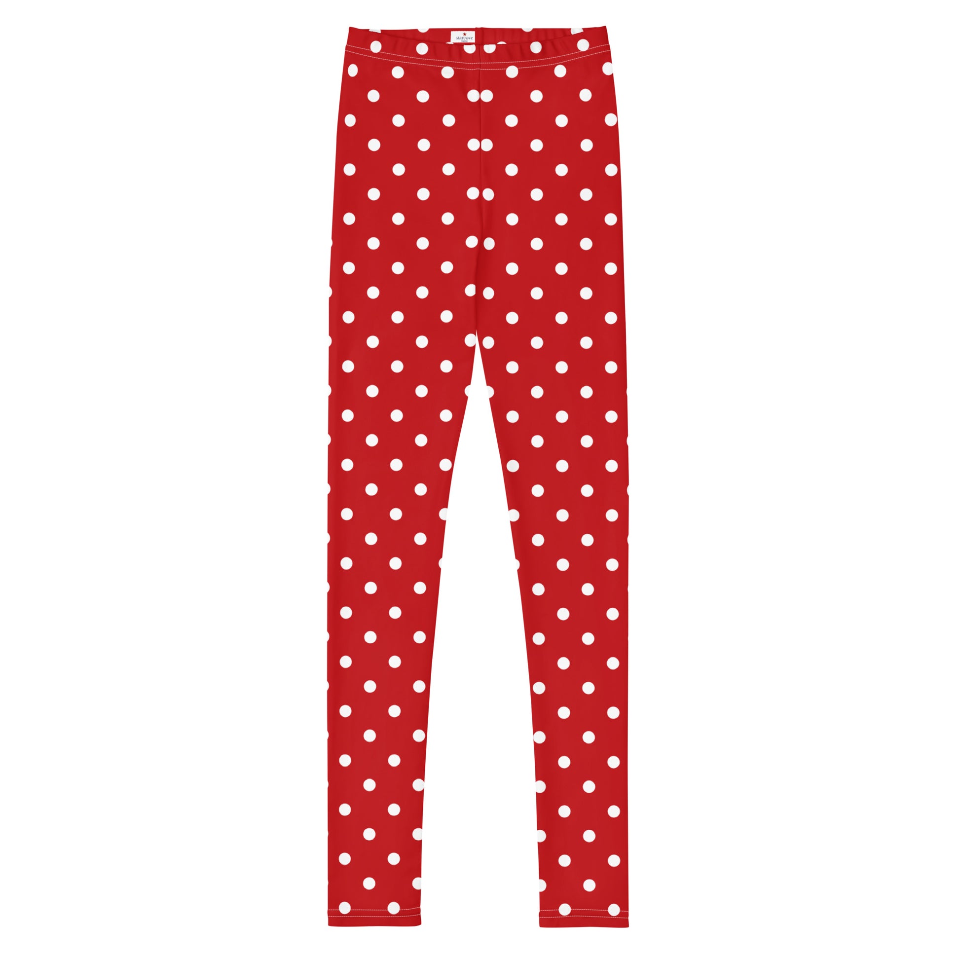 Red and White Polka Dots Girls Leggings (8-20), Kids Youth Teen