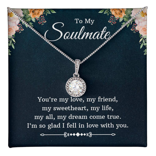 To My Soulmate Necklace, Crystal Pendant Jewelry Gift Girlfriend Her Wife Message Card Love Romantic Anniversary Valentine Birthday