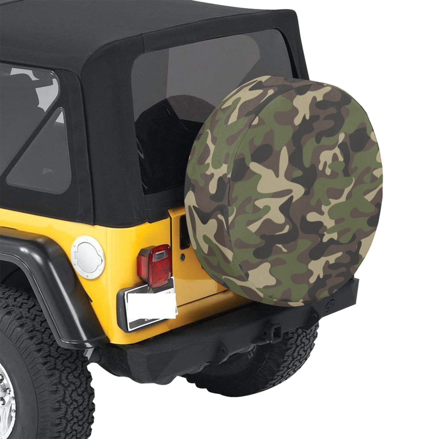 Camo Spare Tire Cover, Camouflage Backup Camera Hole Unique Green Back Wheel Extra Cars RV Men Women Girls Trailer Camper Motorhome Auto