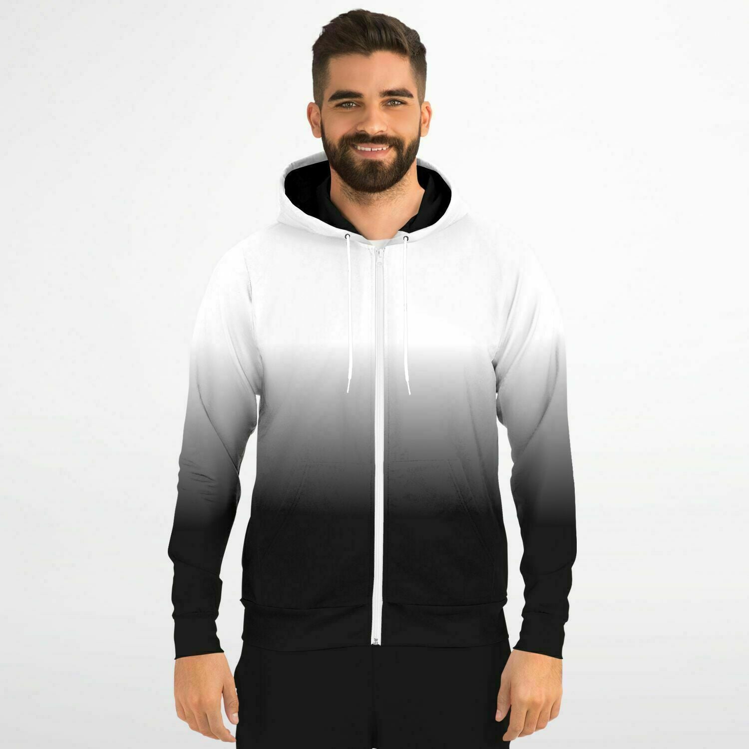 Mens black discount and white sweatshirt