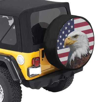 American Bald Eagle Head Spare Tire Cover, Flag USA Patriotic Backup Camera Hole Wheel Unique RV Back Cars RV Men Women Trailer Campers