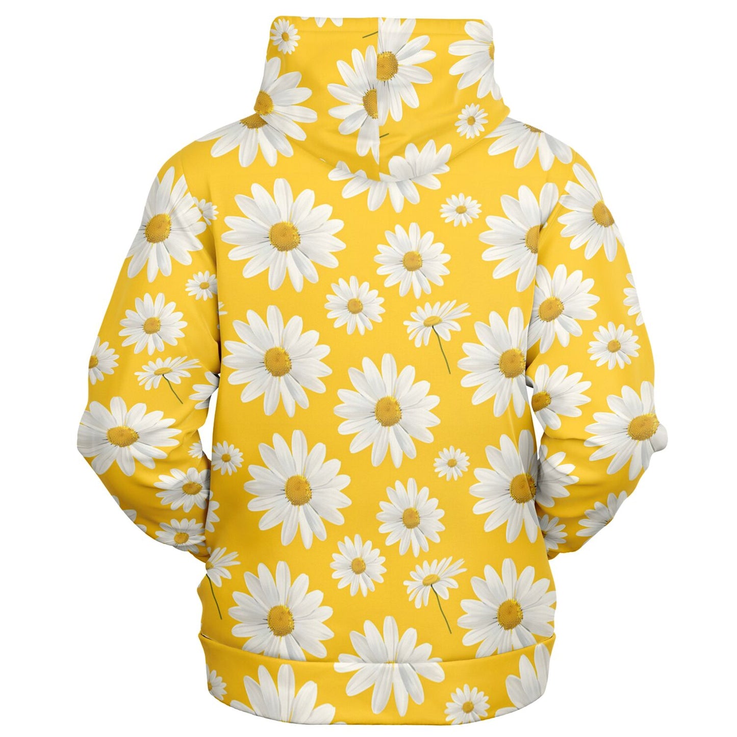 Daisy Yellow Zip Up Hoodie, Floral Flowers Full Zipper Pocket Men Women Unisex Adult Aesthetic Graphic Cotton Fleece Hooded Sweatshirt