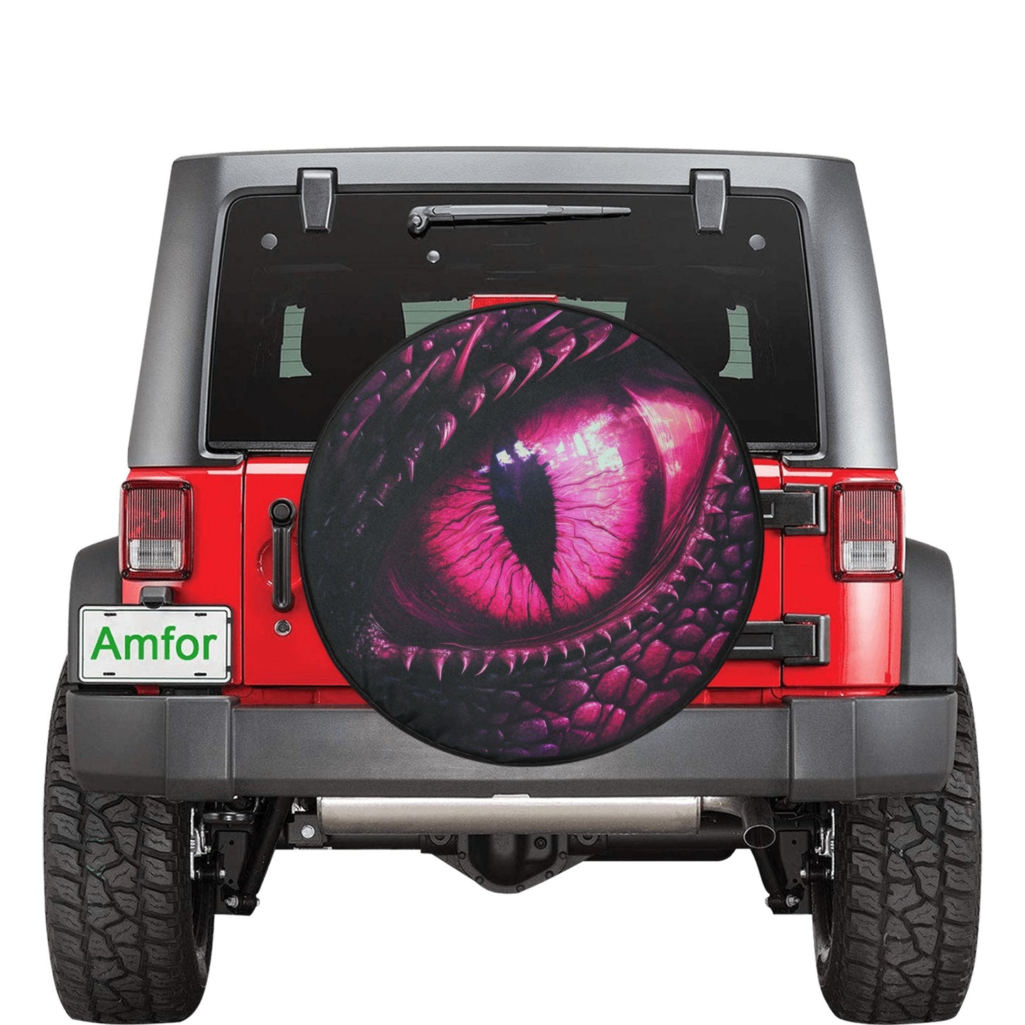 Pink Dragon Eye Spare Tire Cover, Car Back Extra Rear Wheel Accessories Custom Unique Design Backup Camera Hole Auto RV Camper Trailer