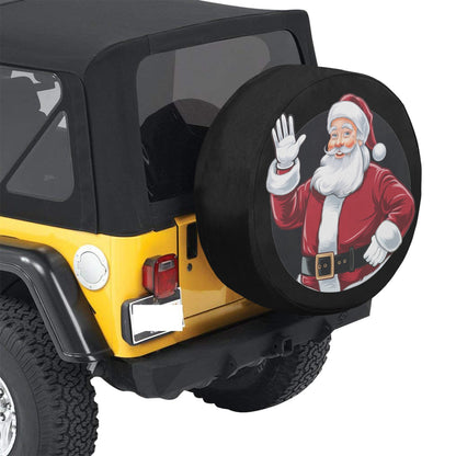 Christmas Santa Claus Spare Rear Tire Cover, Xmas Black Wheel Auto Back Up Camera Hole Unique Design Men Women Back RV Trailer