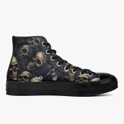 Skulls Men High Top Shoes, Skeleton Horror Halloween Gothic Lace Up Sneakers Footwear Rave Canvas Streetwear Black Designer Starcove Fashion