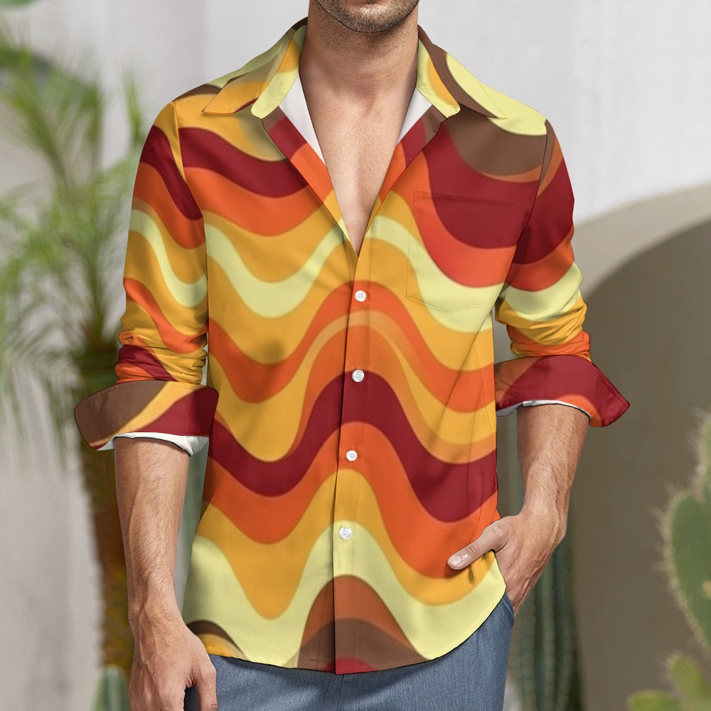 Retro Stripe Print Shirt > Casual Shirt > Button Up Shirt
