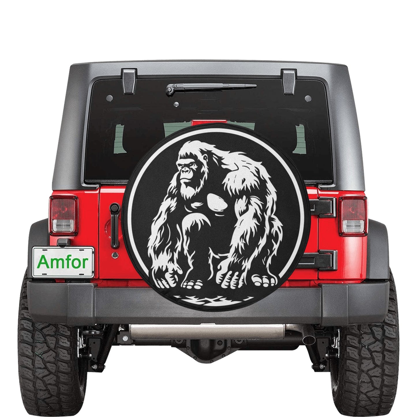 Bigfoot Spare Tire Cover, Sasquatch Funny Rear Extra Spare Backup Camera Hole Wheel Unique RV Back Cars RV Men Women Trailer Campers