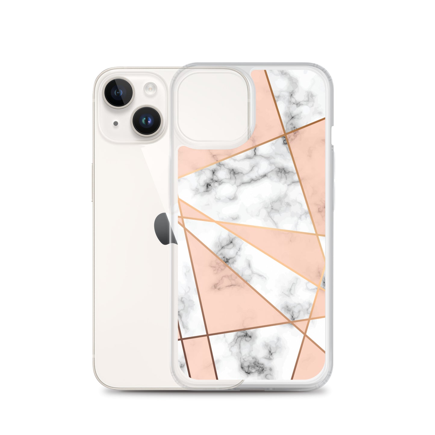 Rose Gold Marble iPhone 15 14 13 12 Pro Max Case, White Pink Aesthetic Geometric Cute Case Gift iPhone 11 Mini SE XS Max XR X 8 7 - Starcove Fashion