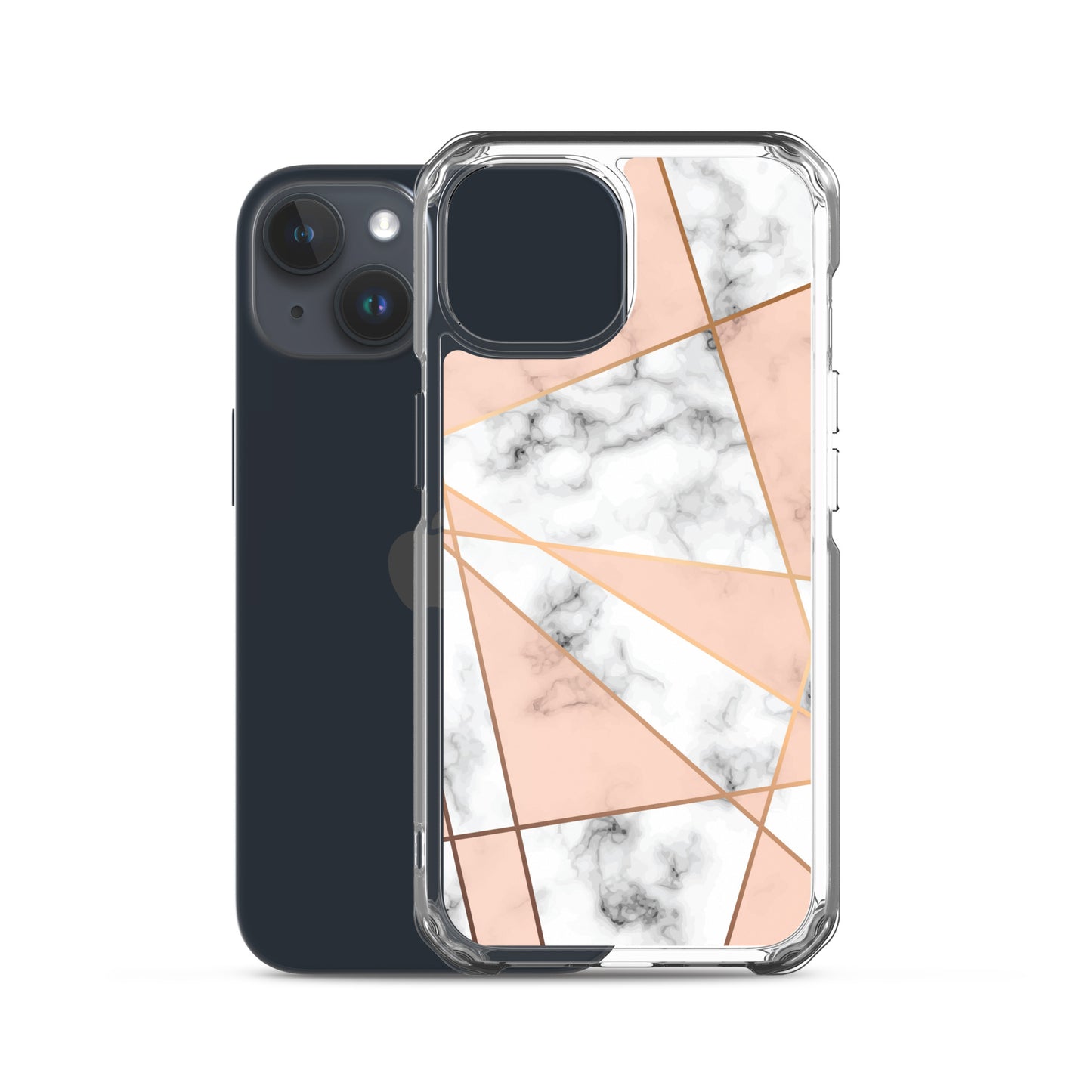 Rose Gold Marble iPhone 15 14 13 12 Pro Max Case, White Pink Aesthetic Geometric Cute Case Gift iPhone 11 Mini SE XS Max XR X 8 7 - Starcove Fashion