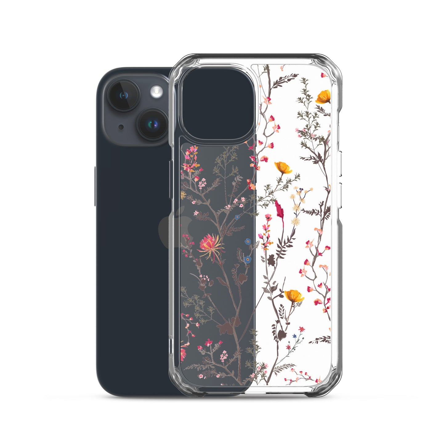 Botanical Wild Flowers Clear iPhone 15 14 13 12 Pro Max Case, Print Cute Aesthetic iPhone 11 Mini SE XS XR X 8 7 Cell Phone Transparent