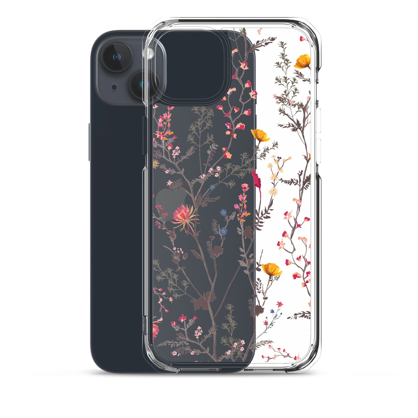 Botanical Wild Flowers Clear iPhone 15 14 13 12 Pro Max Case, Print Cute Aesthetic iPhone 11 Mini SE XS XR X 8 7 Cell Phone Transparent