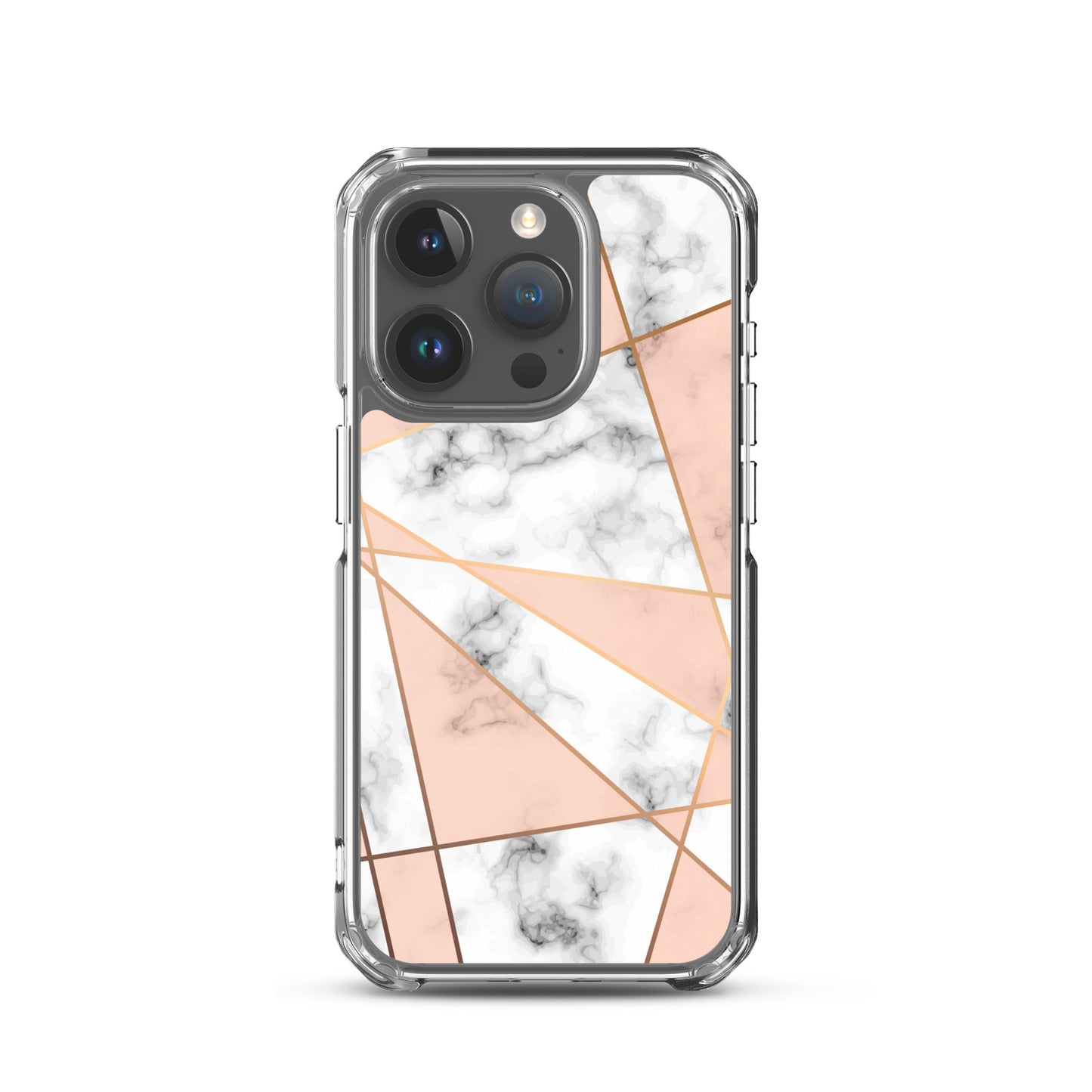 Rose Gold Marble iPhone 15 14 13 12 Pro Max Case, White Pink Aesthetic Geometric Cute Case Gift iPhone 11 Mini SE XS Max XR X 8 7 - Starcove Fashion