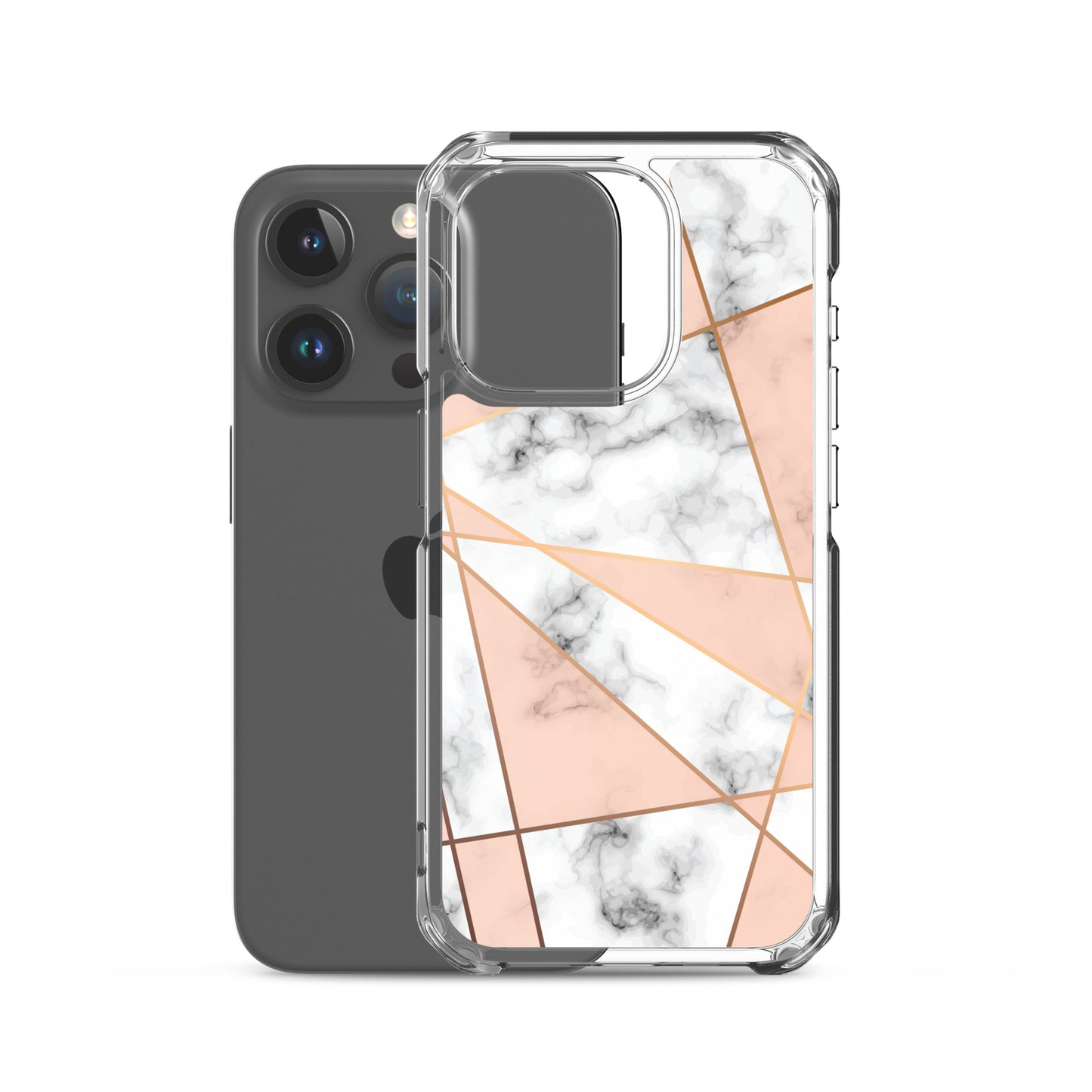 Rose Gold Marble iPhone 15 14 13 12 Pro Max Case, White Pink Aesthetic Geometric Cute Case Gift iPhone 11 Mini SE XS Max XR X 8 7 - Starcove Fashion