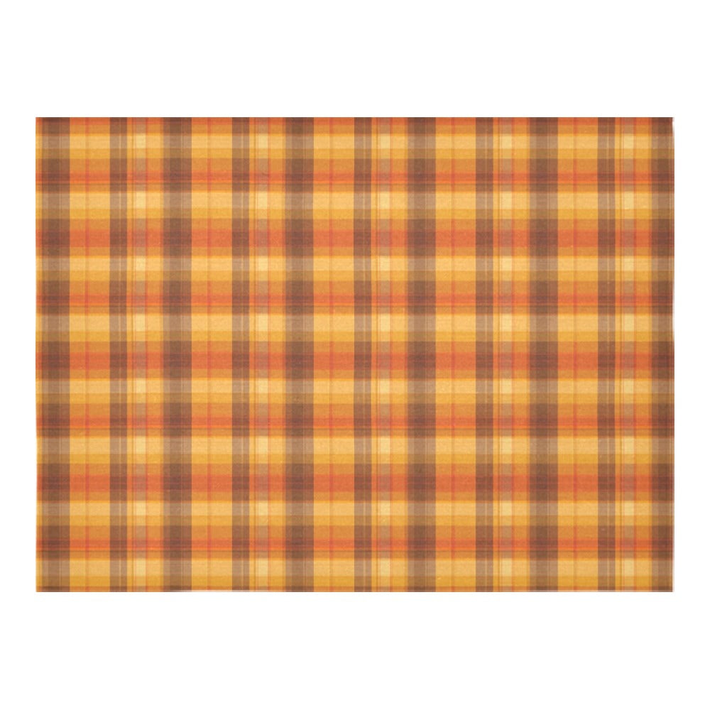 Fall Plaid Tablecloth Cover, Autumn Orange Brown Checkered Thanksgiving Linen Rectangle Home Decor Decoration Cloth Table Dining Room Party