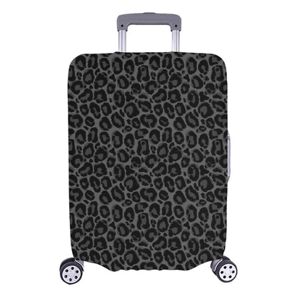 Black Leopard Luggage Cover, Grey Animal Cheetah Print Baggage Suitcase Bag Protector Washable Carry On Wrap Small Large Waterproof Travel