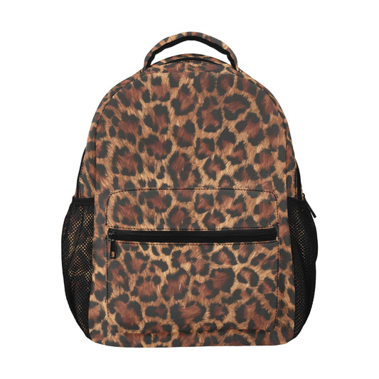 Leopard Backpack, Animal Print Cheetah Brown Men Women Kids Gift School College Cool Waterproof Side Pockets Laptop Designer Aesthetic Bag