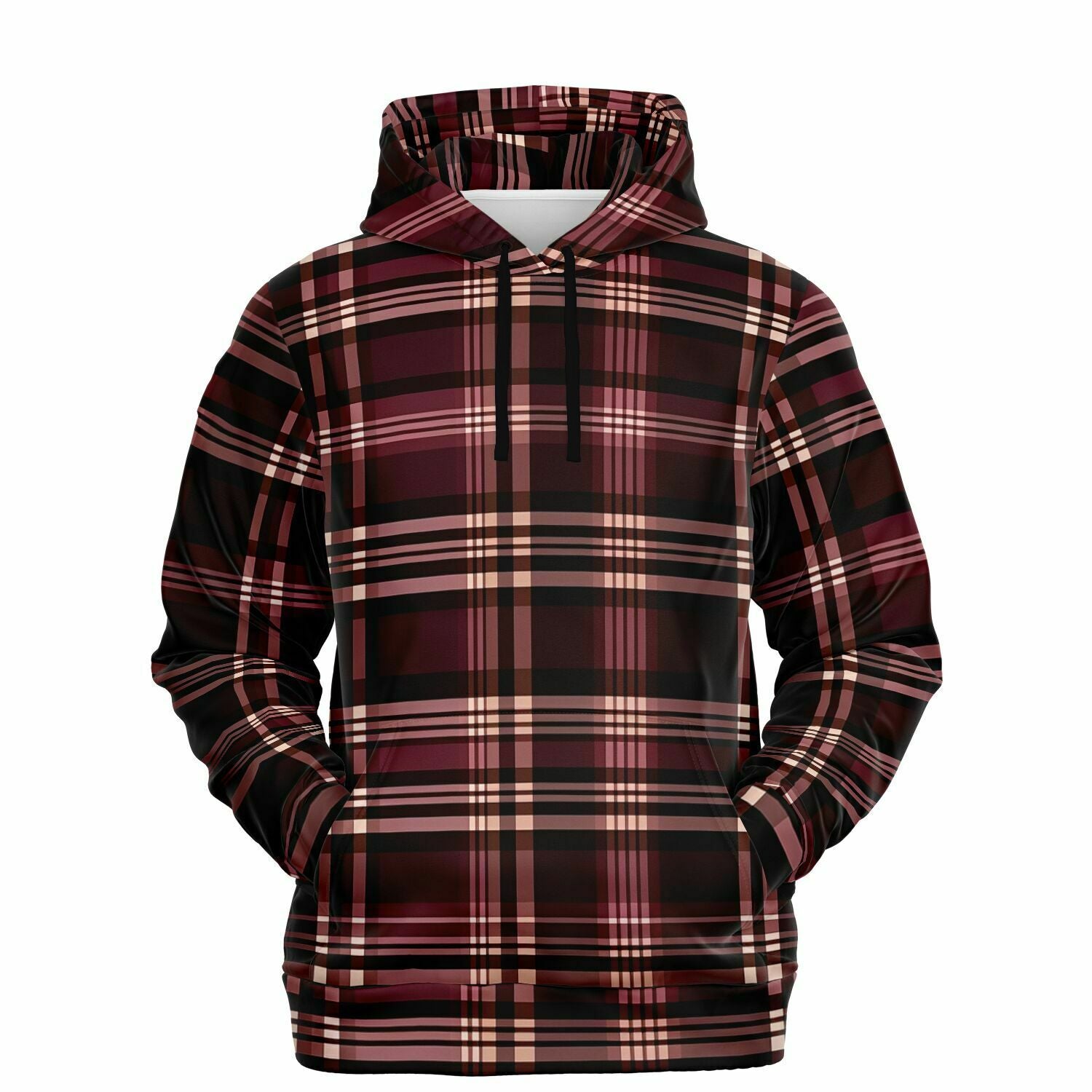 Organic Men's & Women's Tartan outlet Hoodie, Sustainable Winter Unisex Clothing, in Several colors, Brown tartan jumper with front pocket