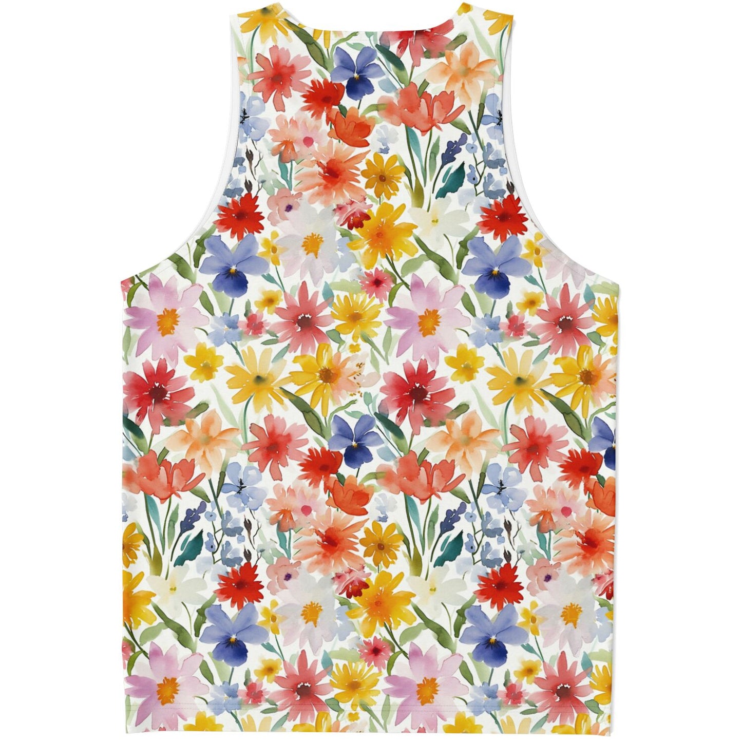 Floral Watercolor Women Unisex Tank Top, Flowers Spring Festival Yoga Workout Sexy Summer Muscle Sleeveless Shirt