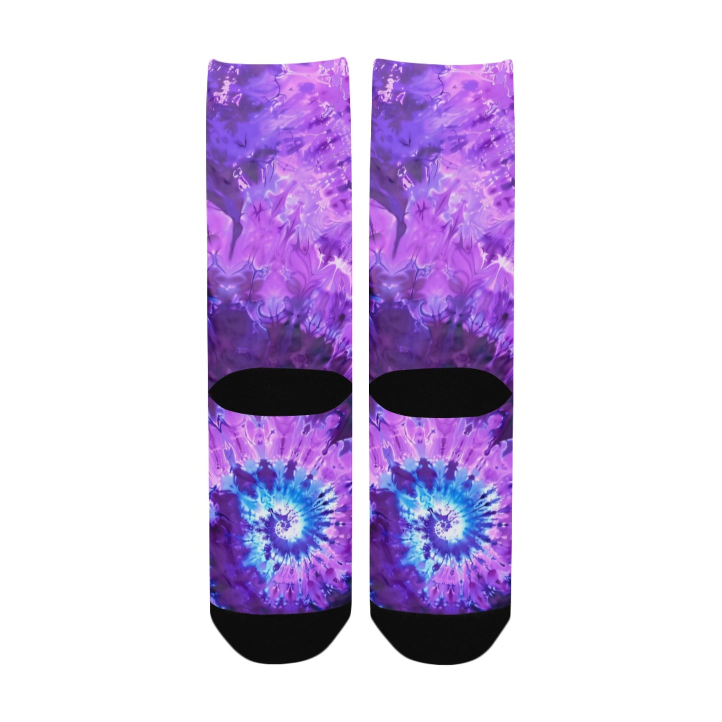 Purple Tie Dye Women Socks, Pink Crew Sublimation Ladies Designer Fun Novelty Cool Funky Crazy Casual Cute Unique Dress Cozy Socks