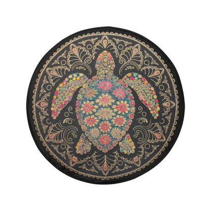 Mandala Sea Turtle Spare Tire Cover, Colorful Intricate Art Rear Backup Camera Hole Tribal Hawaiian Back Wheel Car Beach Unique RV Camper