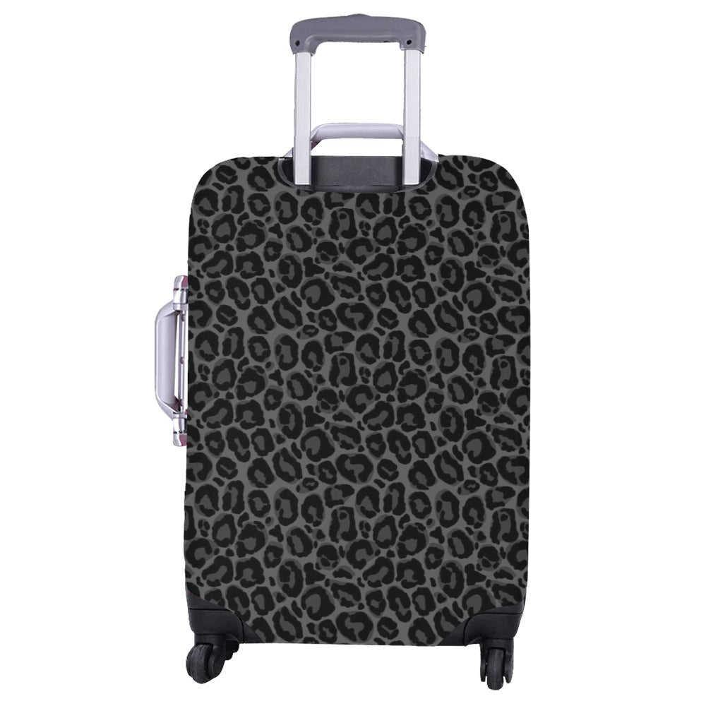 Black Leopard Luggage Cover, Grey Animal Cheetah Print Baggage Suitcase Bag Protector Washable Carry On Wrap Small Large Waterproof Travel