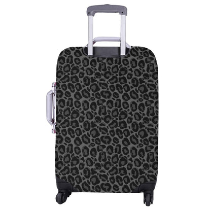 Black Leopard Luggage Cover, Grey Animal Cheetah Print Baggage Suitcase Bag Protector Washable Carry On Wrap Small Large Waterproof Travel