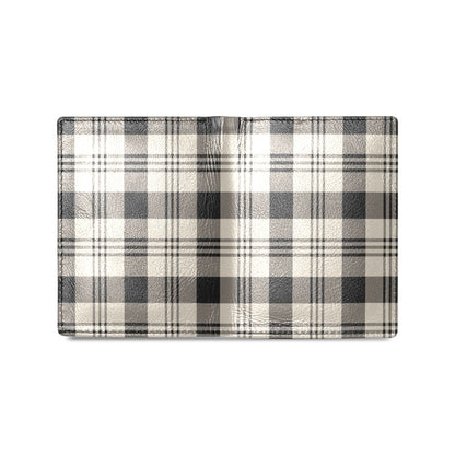 Plaid Male Men Wallets, Grey Cream Tartan Checkered Guys Designer Card Holder Keeper Gents Slim Thin Bi Fold Luxury Minimalist