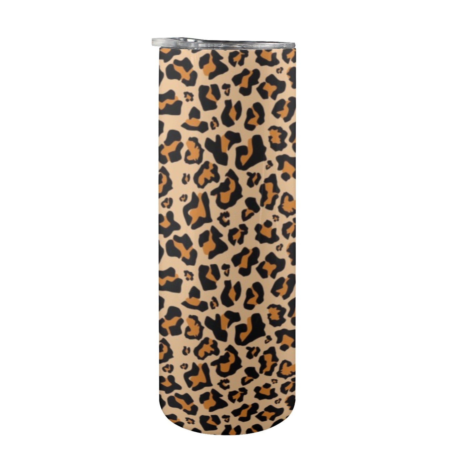 Leopard Tumbler 20oz Lid Straw, Animal Print Cheetah Stainless Steel Travel Mug Insulated Cup Flask Coffee Traveler Custom Gift Men Women