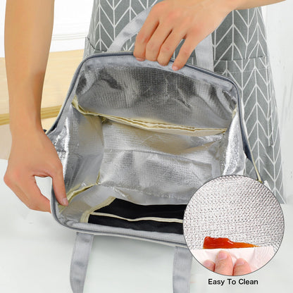 White Camo Insulated Lunch Box Bag Tote, Grey Camouflage Summer Cute Food Container Adult Kids Women Teens Men School Work Handbag Office