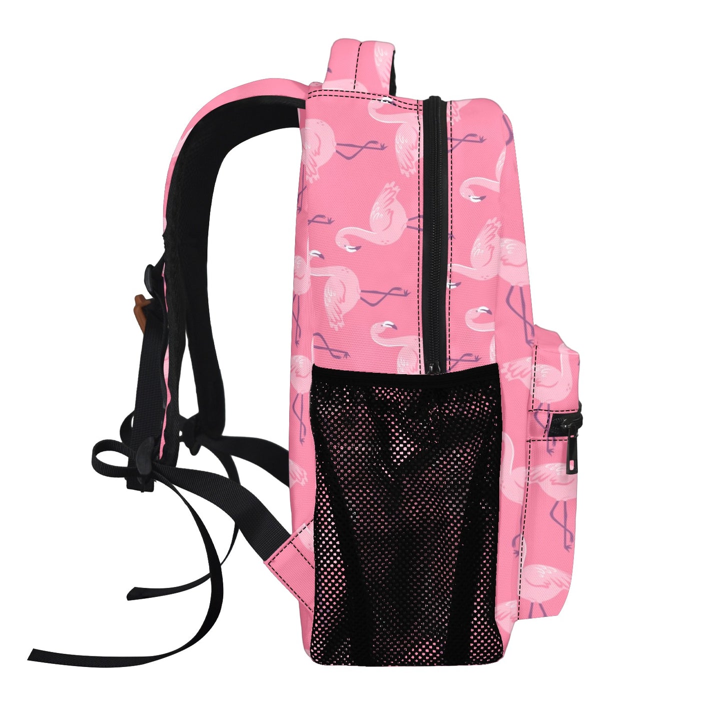 Pink Flamingo Backpack, Tropical Bird Men Women Kids Gift School College Cool Waterproof Side Pockets Laptop Designer Aesthetic Bag Bookbag