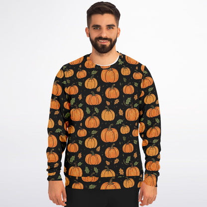 Pumpkins Sweatshirt, Fall Autumn Leaves Halloween Graphic Crewneck Cotton Sweater Jumper Pullover Men Women Adult Aesthetic Designer Top Starcove Fashion