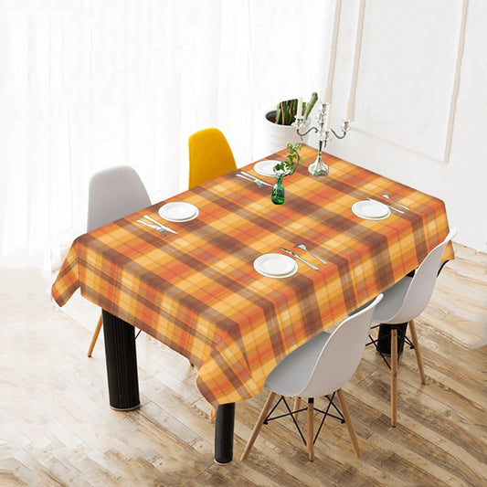 Fall Plaid Tablecloth Cover, Autumn Orange Brown Checkered Thanksgiving Linen Rectangle Home Decor Decoration Cloth Table Dining Room Party