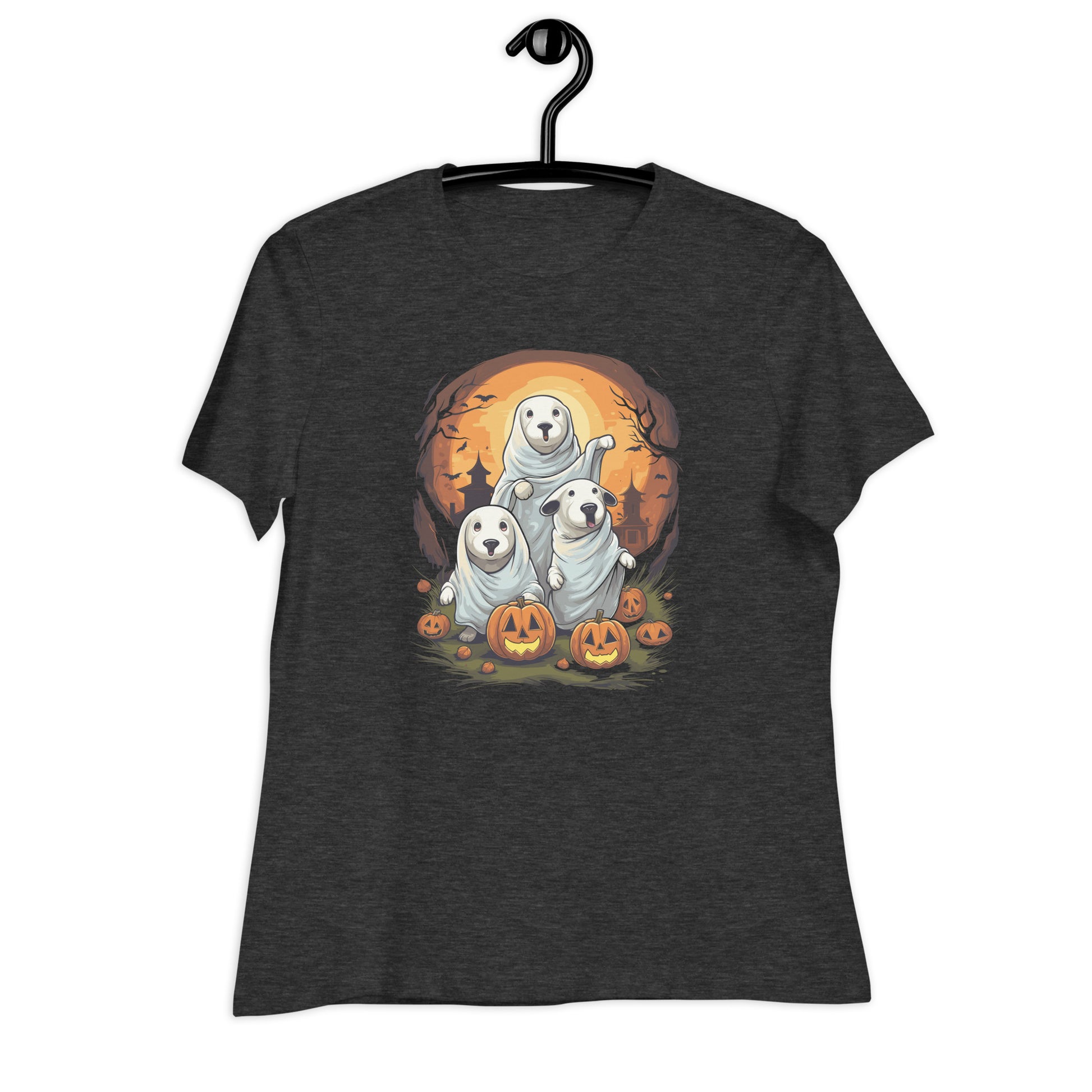 Dog Ghosts Tshirt, Pumpkins Halloween Fall Men Women Adult Aesthetic Graphic Crewneck Short Sleeve Tee Shirt Top Starcove Fashion