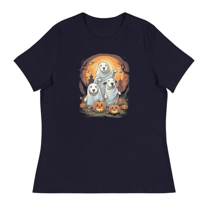 Dog Ghosts Tshirt, Pumpkins Halloween Fall Men Women Adult Aesthetic Graphic Crewneck Short Sleeve Tee Shirt Top Starcove Fashion