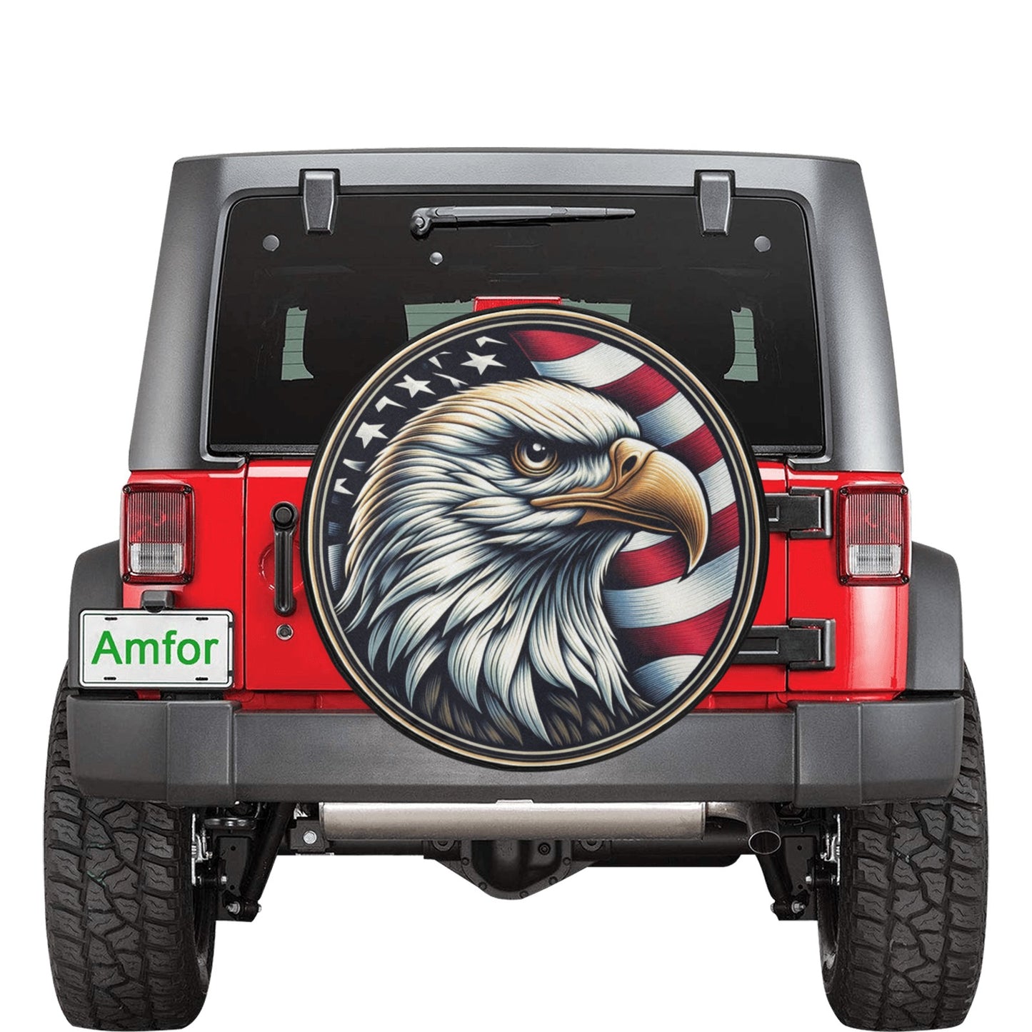 Bald Eagle Head Spare Tire Cover, American Flag USA Patriotic Backup Camera Hole Wheel Unique RV Back Cars RV Men Women Trailer Campers