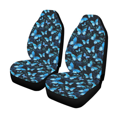 Morpho Blue Butterflies Car Seat Covers 2 pc, Animal Front Dog Pet Seat Covers Floral Car SUV Universal Protector Accessory for Women