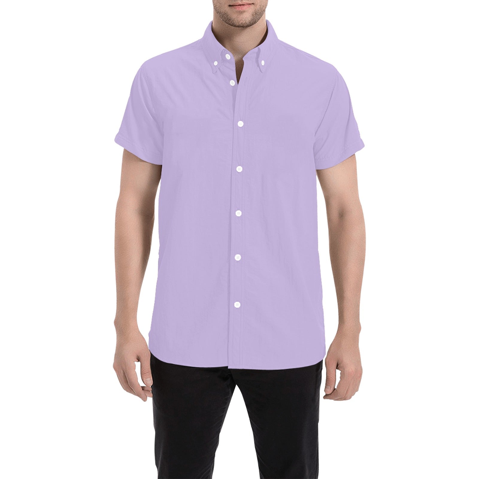 Short Sleeve Purple Dress Shirt, Button Down
