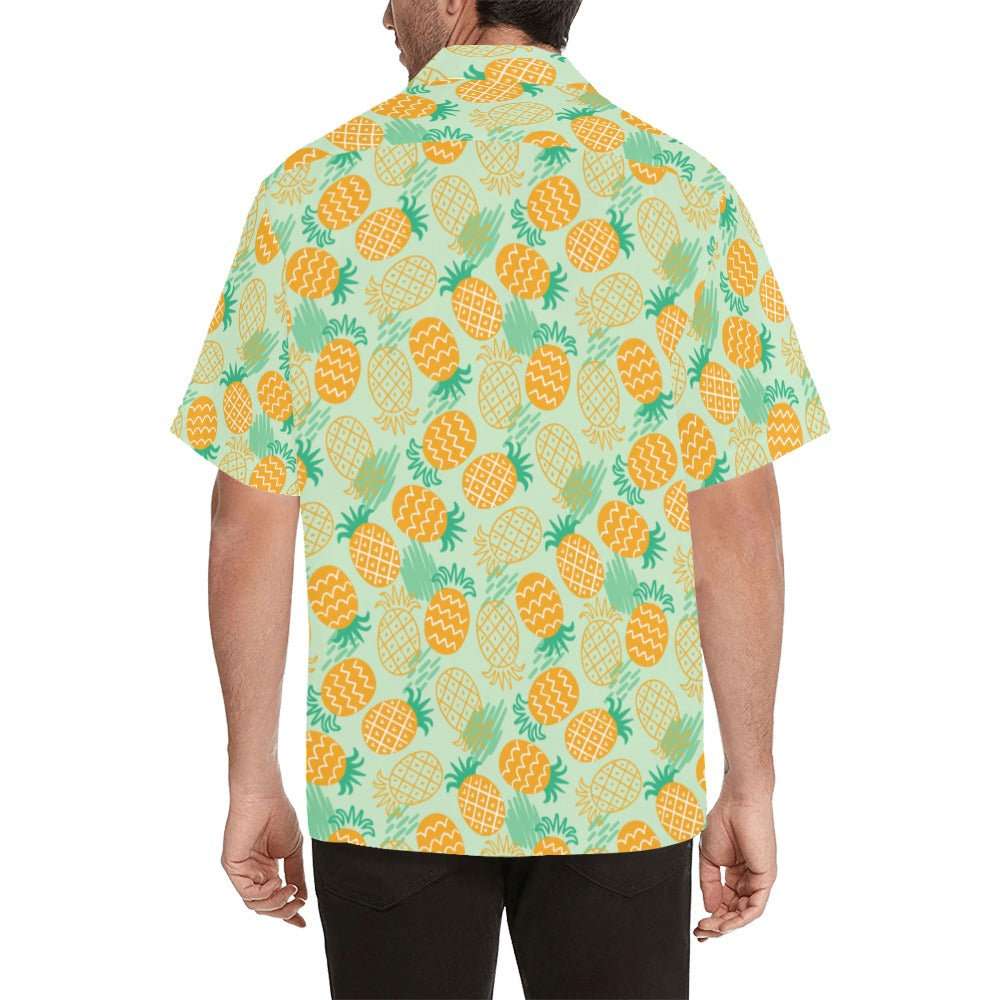 Pineapple Men Hawaiian shirt, Tropical Yellow Green Print Vintage Retro  Summer Hawaii Aloha Beach Plus Size Cool Button Up Shirt