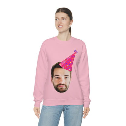 Custom Photo Sweatshirt, Face Birthday Party Hat Crewneck Fleece Sweater Jumper Pullover Men Women Adult Top Starcove Fashion