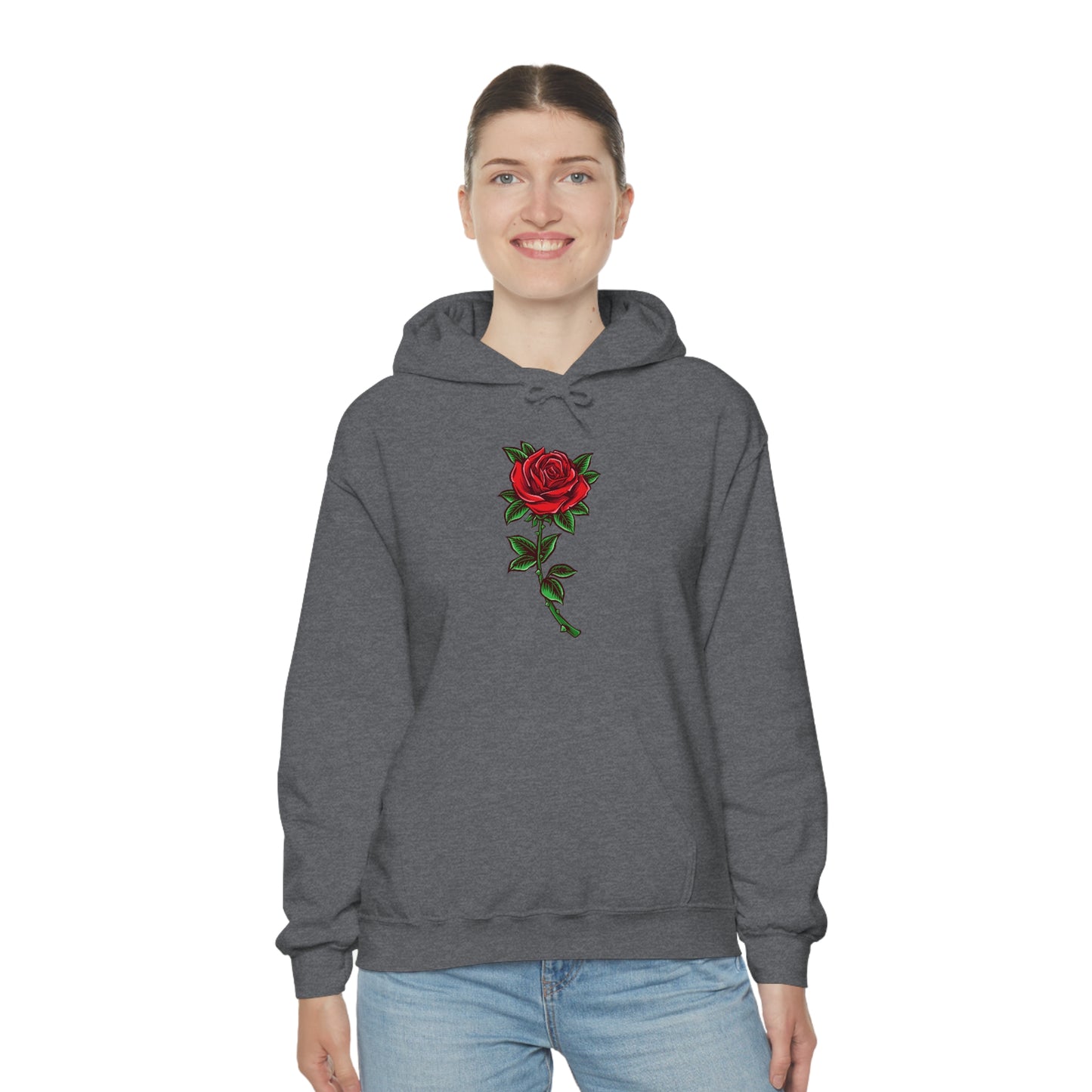 Red Rose Hoodie, Flowers Floral Pullover Men Women Adult Aesthetic Graphic Cotton Punk Goth Hooded Sweatshirt with Pockets Starcove Fashion