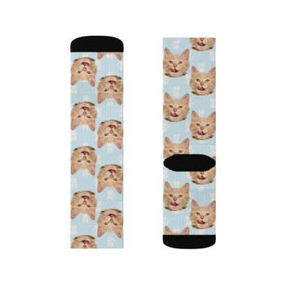 Custom Cat Face Socks, Photo Crew 3D Sublimation Women Men Mom Fun Novelty Cool Crazy Cute Unique Cat Lover Gift Starcove Fashion