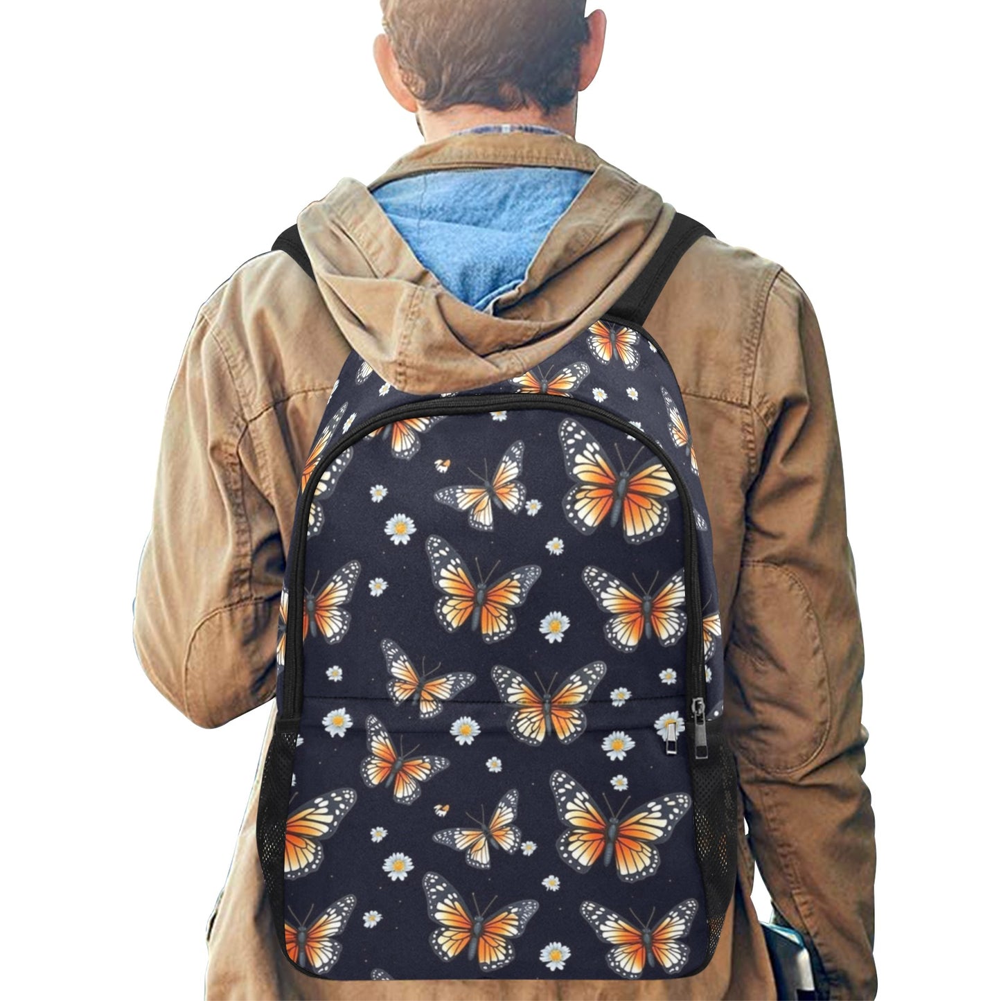 Butterfly Backpack, Floral Flowers Print Men Women Kids Gift Him Her School College Waterproof Side Mesh Pockets Aesthetic Bag